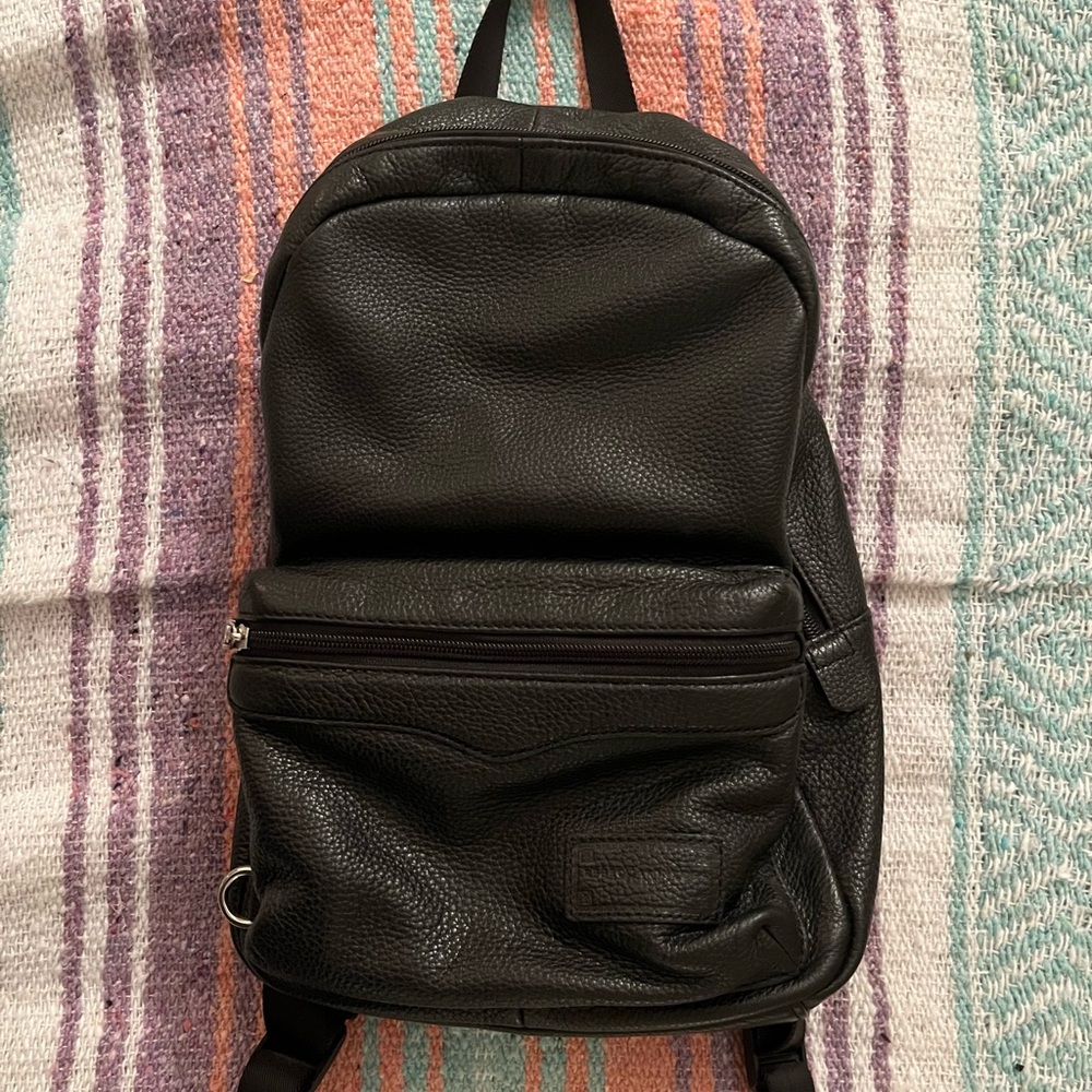 Rebecca Minkoff Black Leather Zippered Backpack
